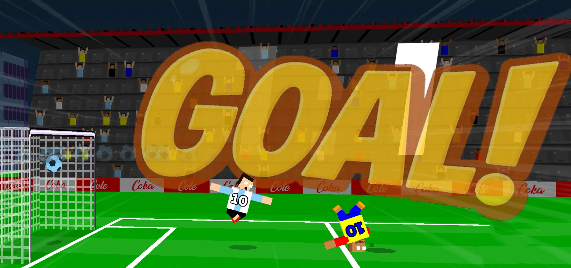 GOAL text over a ball in the net